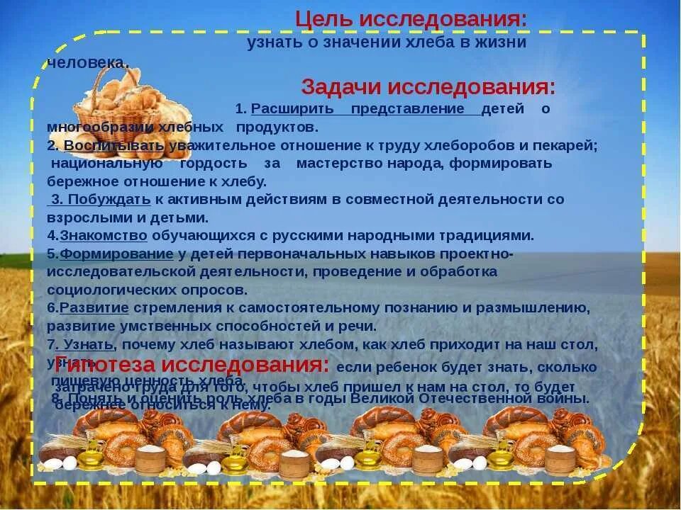 Практическая часть проекта хлеб всему голова Практическая часть проекта хлеб всему голова