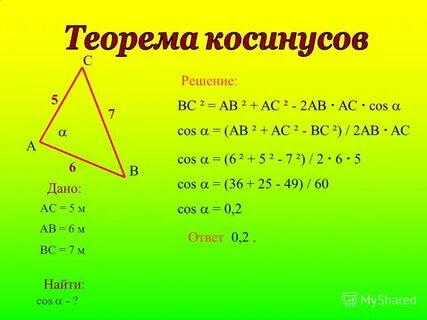Теорема косинусов чертеж
