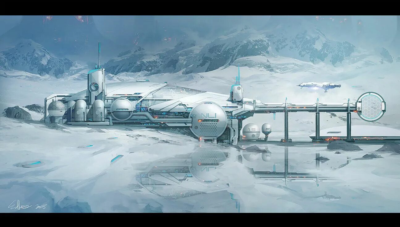 Будущая зима. Космический корабль во льдах. База в горе Sci-Fi. Военная база в Арктике арт. Военная база в Арктике концепт арт.