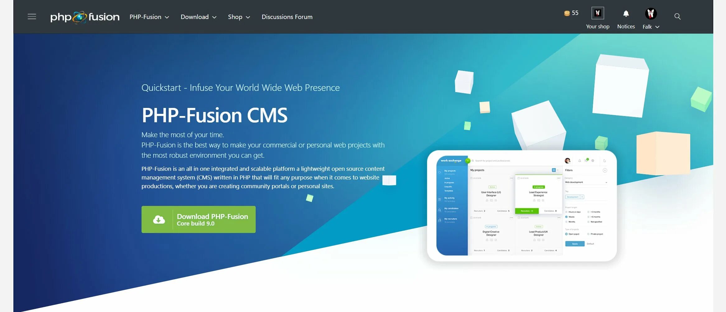 S php download. Php-fusion. cms php. open source cms. fusion creators studio.