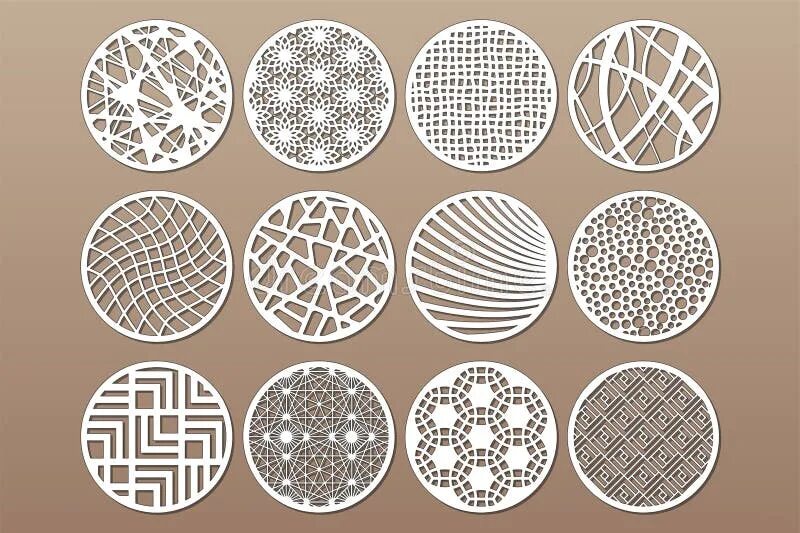 Pattern for Laser. Cotton circle pattern. Set ratio. Set round