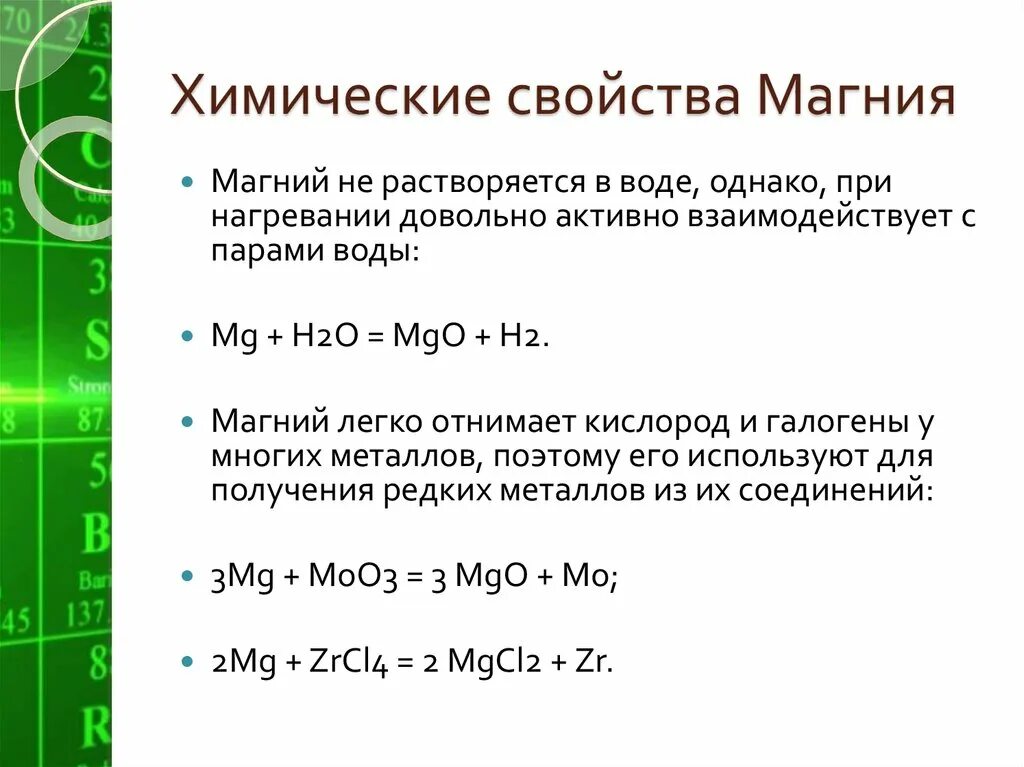 Магний реагенты с которыми взаимодействует