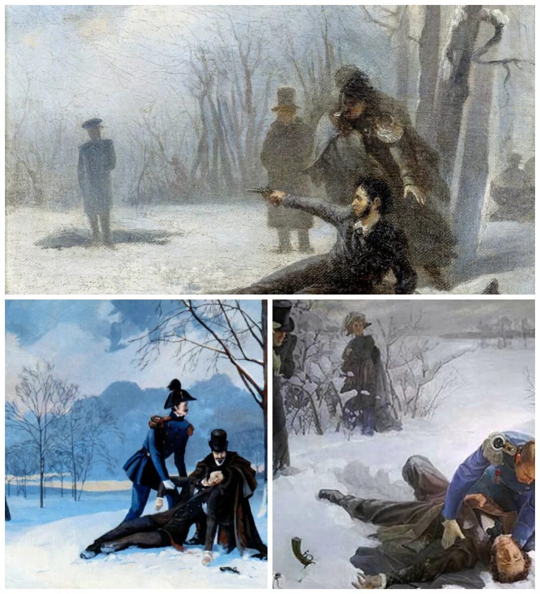 Сражаются на дуэли. 8 Февраля 1837 дуэль Пушкина с Дантесом.