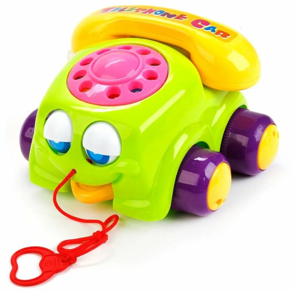 Каталка-игрушка Joy Toy телефончик на колесах (7068) со звуковыми эффектами. Игрушка на веревочке. Машинка на веревочке. Детская машинка на веревочке. Телефоны машинки купить