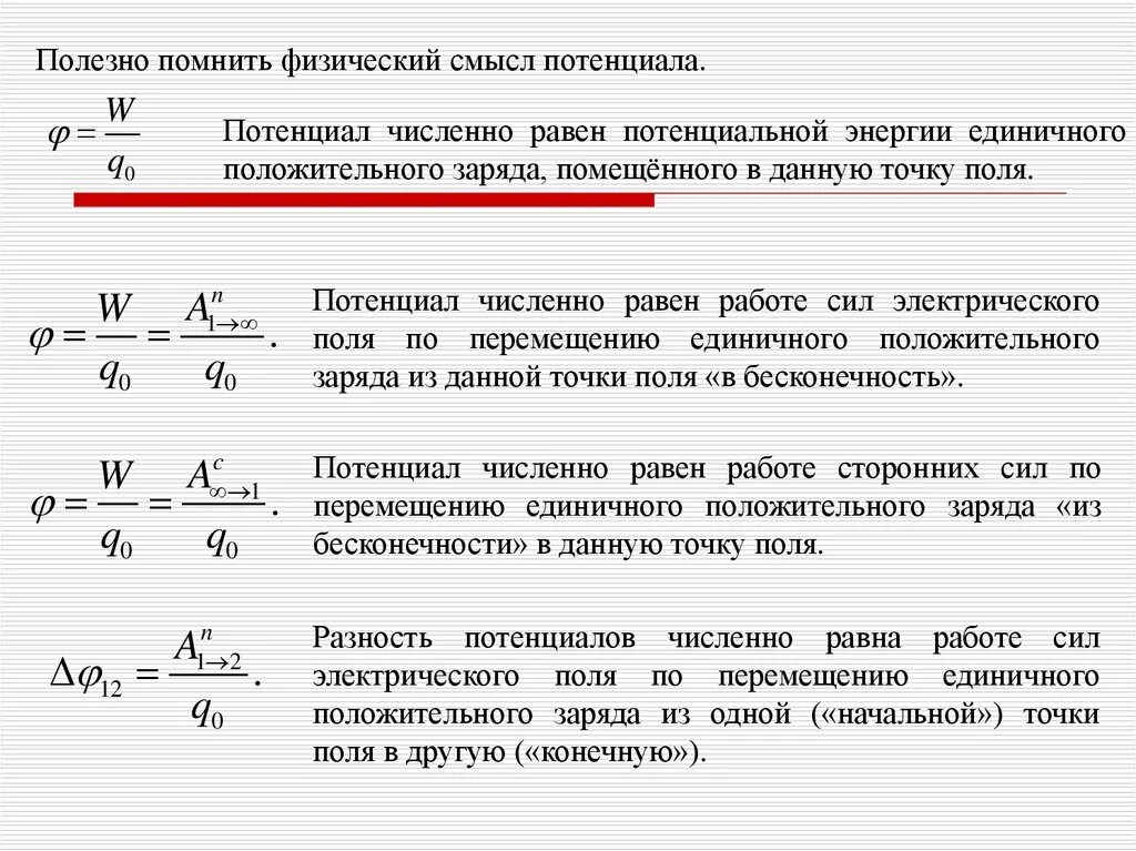 Физ смысл разности потенциалов. Потенциал электрического заряда разность потенциалов. Физический смысл потенциала электрического поля. Физический смысл потенциала поля. Чему равна потенциальная энергия точечного