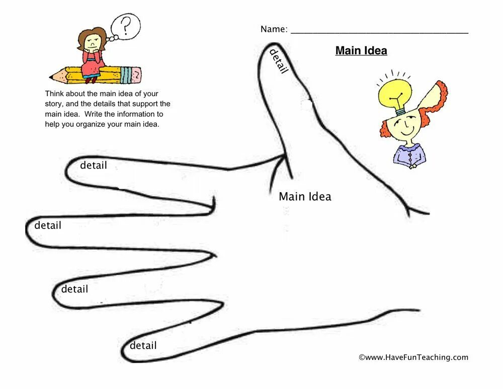 Details перевод на русский. Main idea. Bright ideas Worksheets. Retelling Worksheets. Worksheets for retelling.