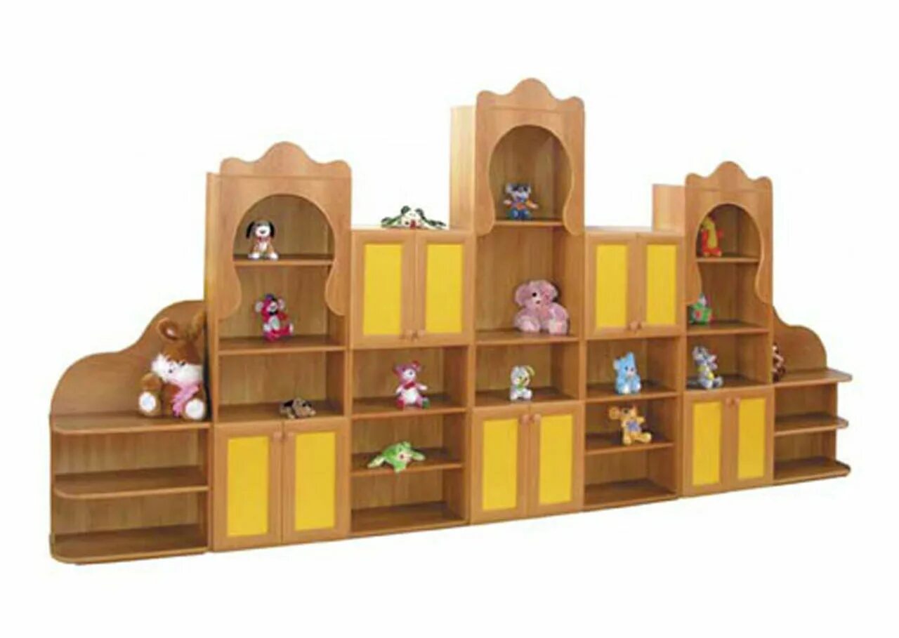 игровая мебель для детского сада. мебель для детского сада. ростов мебель детский сад. стенка для игрушек домик 2600х460х1695 мм. мебель для группы детского сада.