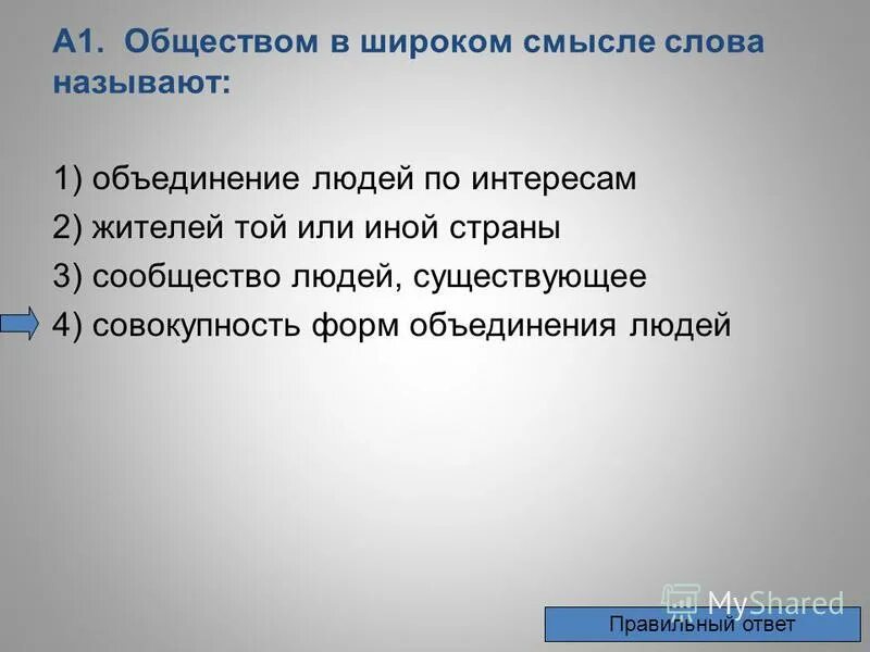 Общество в широком смысле слова тест