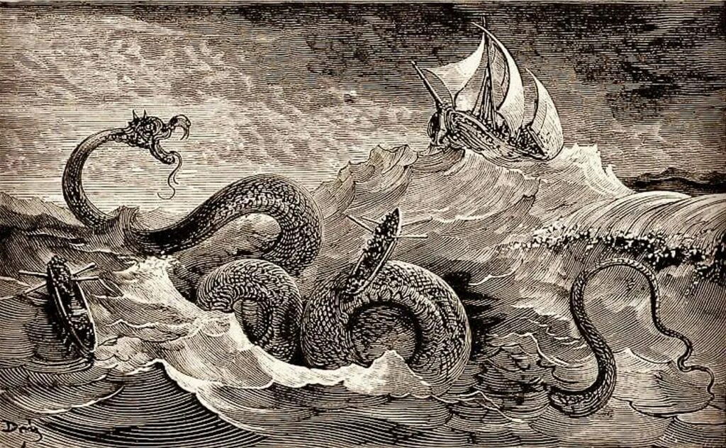 Чудовищный змей 8. Гюстав Доре Левиафан. Гюстав Доре чудовище Левиафан. Гюстав Доре Гравюры Левиафан. Гюстав Доре морские чудовища.