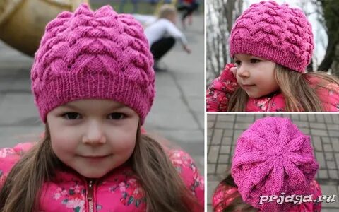 Связать шапку для девочки 7 лет спицами