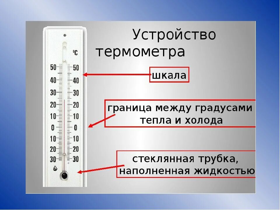 Температуру воды повышает на. Как определить температуру на термометре. Устройство термометра. Строение термометра. Термометр рисунок.