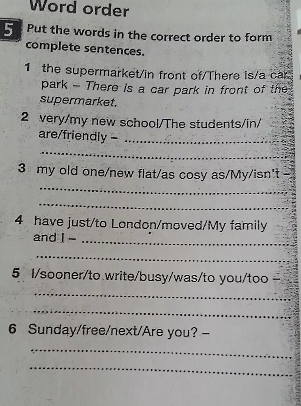 Complete the sentences this is car. Put the Words in order to complete the sentences. Put the Words in the correct order to form sentences..