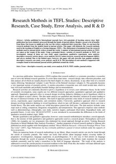 PDF) Research Methods in TEFL Studies: Descriptive Research, Case Study, .....