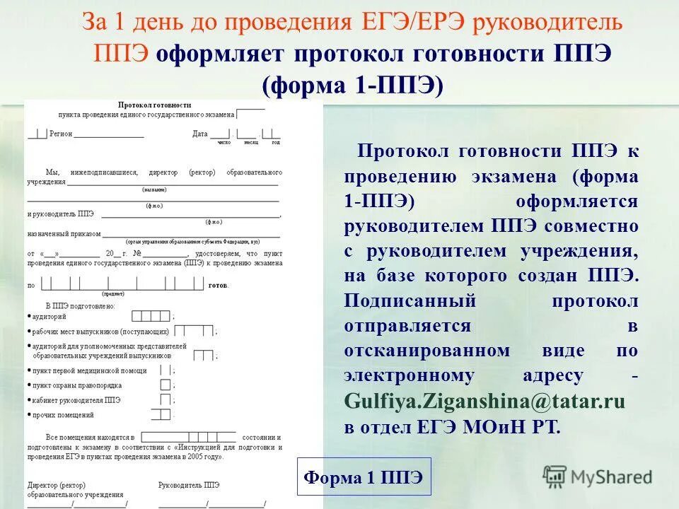 Время начала проведения экзамена в ппэ выберите