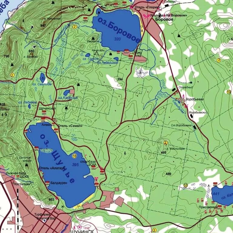 Расстояние щучье озеро. Боровое Казахстан на карте. Казахстан Боровое озеро Щучье. Озеро Боровое Казахстан на карте. Озеро Боровое и Щучье на карте Казахстана.