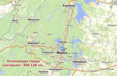 Где находится миасс на карте