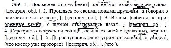 Русский язык 8 класс номер 394. Русский язык 8 класс номер 369. Упражнение 369 по русскому языку 8 класс. Покраснев он не мог вымолвить ни слова.