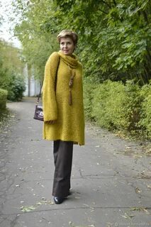 Платье листопад спицами
