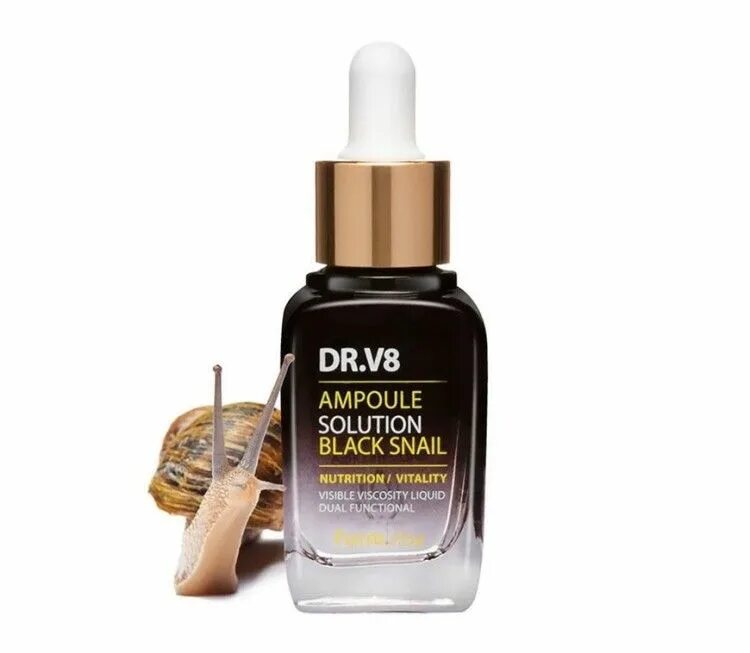 Black solution. Dr.v8 ampoule solution black snail. сыворотка ампульная dr.v8 ampoule solution black snail farm stay 30 мл.