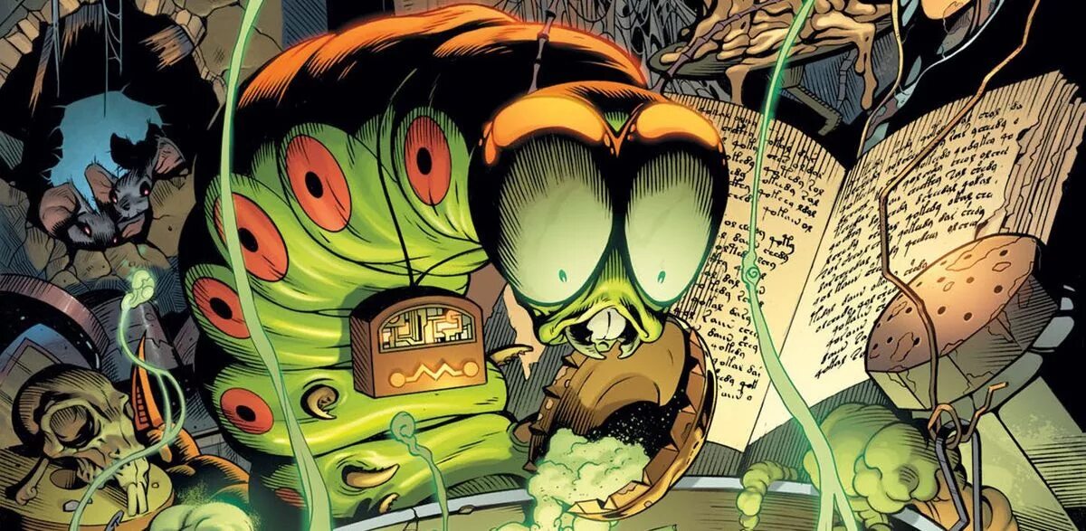 Mind bug. Злодей гусеница дс. мистер майнд шазам. мистер майнд дс комикс. mister mind dc comics.