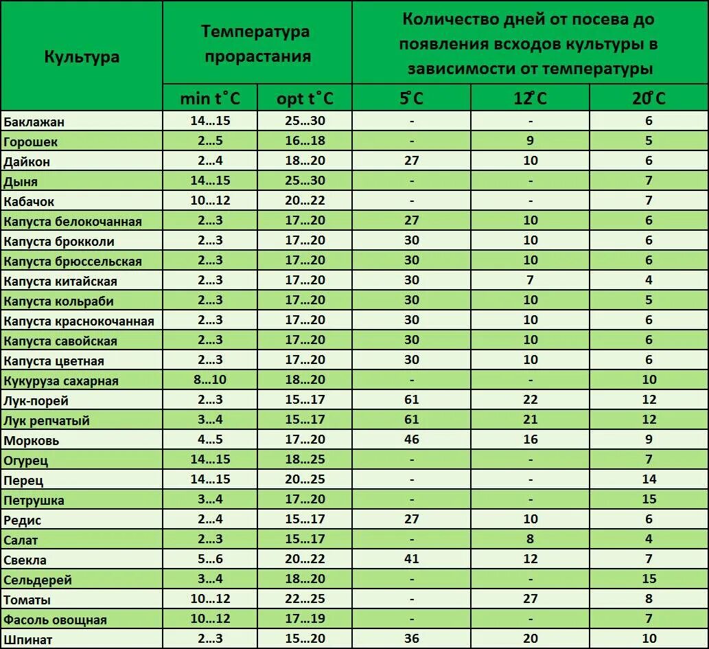 Температура прорастания семян таблица. Оптимальная температура для прорастания семян. Таблица всхожести семян овощных. Таблица всхожести семян овощных культур.