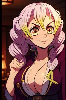 mitsuru kirijo, demon slayer, ai generated, big breasts, cleavage, huge bre...