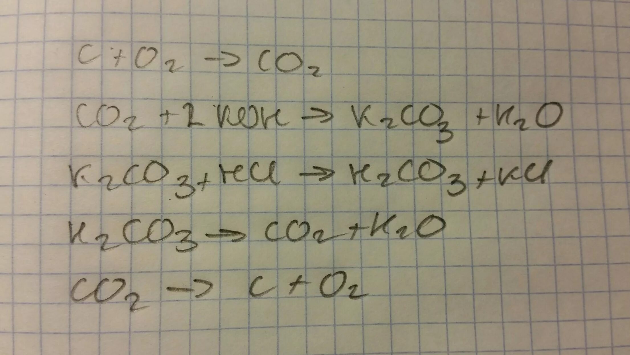 Цепочка c co2 na2co3 co2 caco3