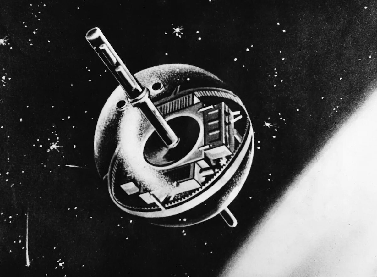 Спутник земли 1957. Спутник СССР 1957. Первый Спутник. Спутник в космосе. Первый спутник рисунок