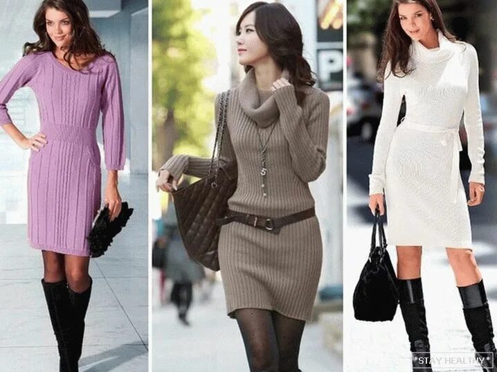 Зимнее вязаное платье. Трикотажное платье с чем носить зимой. Зимние платья. Трикотажное платье с чем носить зимой. Платье вязаное.