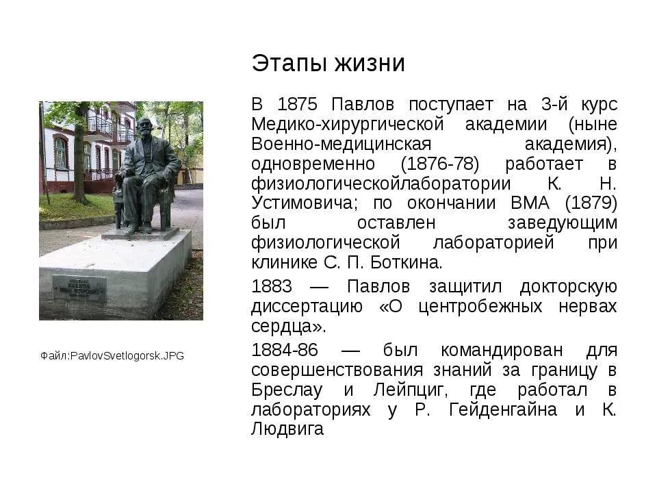 Сообщение о и п павлове. Сообщение о и п павлове