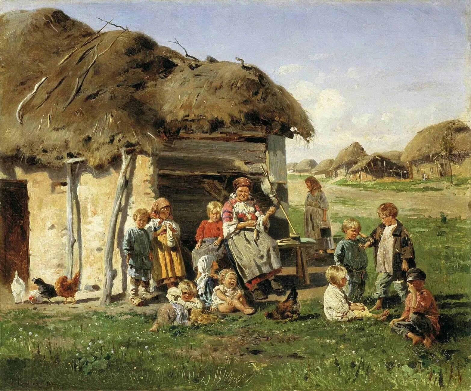 Жизнь крестьянская семья. Маковский крестьянские дети.