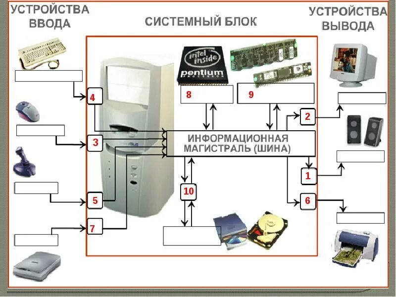 Ввод вывод через память. Архитектура ПК. Архитектура устройства ввода. Устройство системного блока. Устройства ввода и вывода компьютера.