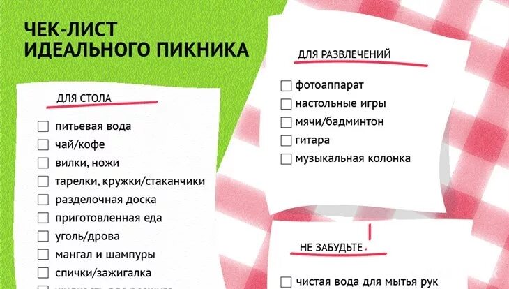Список необходимого на природу. Список необходимого на природу