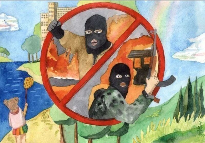 Будет борьба за мир. Рисунок на тему терроризм. Плакат против террористов. Рисунок на тему Антитеррор. Нет терроризму рисунки.