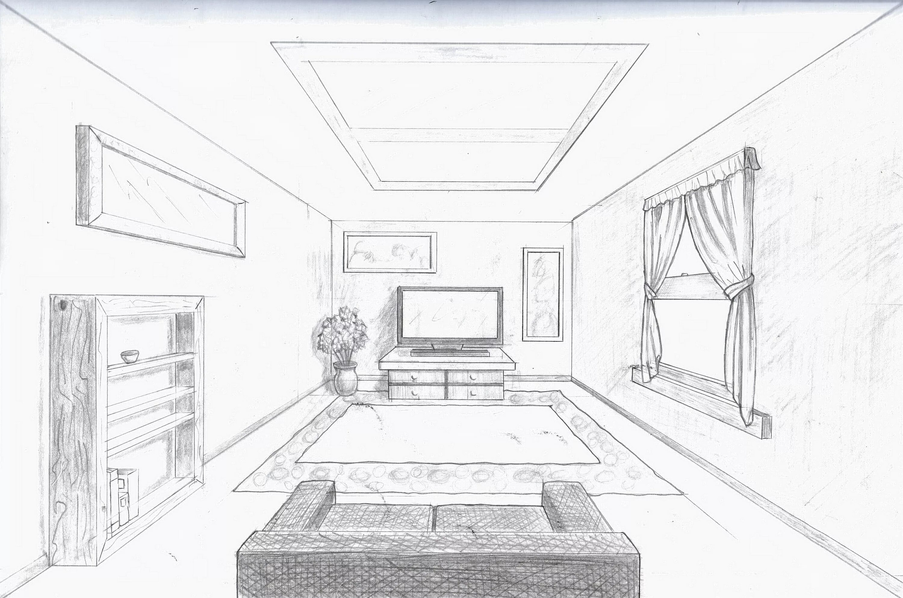 Sketchbook Assignments - Ms. Brent Perspective room, One point perspective room,