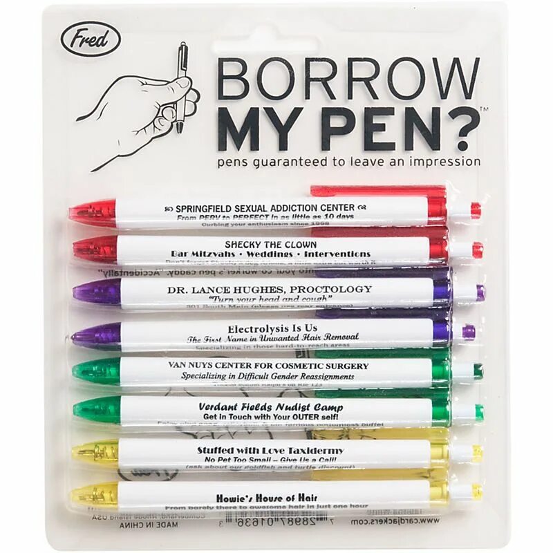 Borrow pen. Borrow a Pen. My Pen.