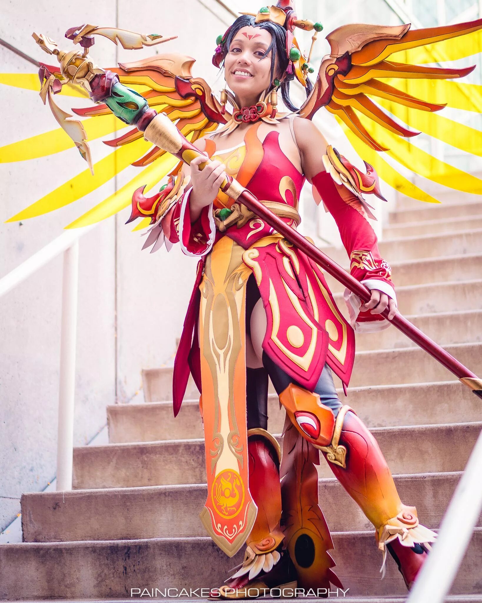 Скин косплей. Мерси Zhuque. Overwatch ангел Чжуцюэ. Ангел Чжуцюэ косплей. Mercy Cosplay.