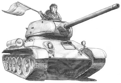 Нарисованный танк т 34 карандашом