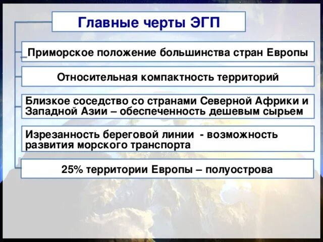 Экономико географическое положение зарубежной Европы. Черты ЭГП зарубежной Европы. Особенности ЭГП Европы. Экономико-географическое положение Западной Европы.