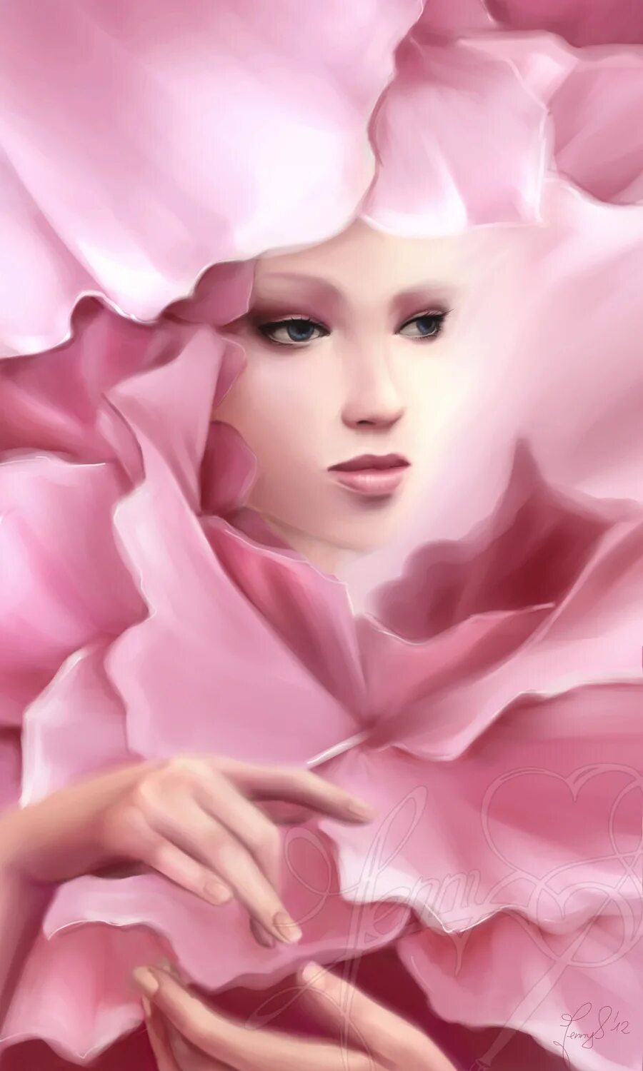 Для девочек (розовая). Девушка с розовыми розами. Красивая картина розовая. Лицо девушки в розовых тонах. Бледный розовый лицо