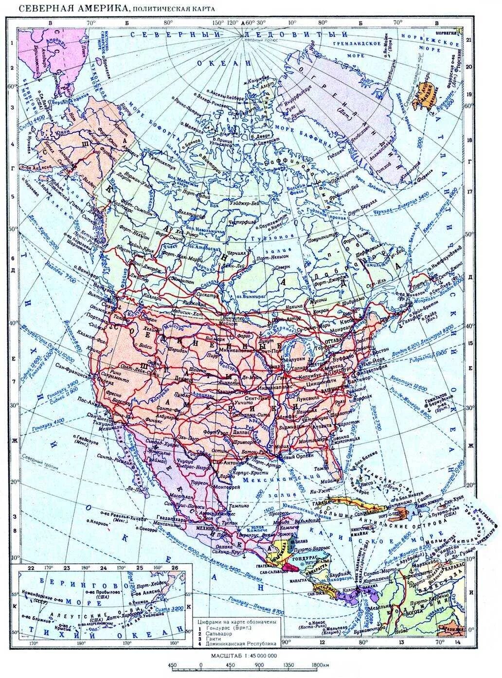 Определите столицы государств северной америки результаты. Северная Америка политическая карта политическая. Подробная политическая карта Северной Америки. Карта Северной Америки со странами. Политическая карта Сев Америки.