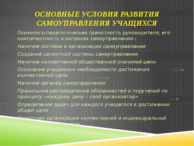 Основные условия самоуправление учащихся. Основные условия развития самоуправления учащихся. Условия развития самоуправления учащихся 4 условия. Основные условия развития самоуправления обучающихся.