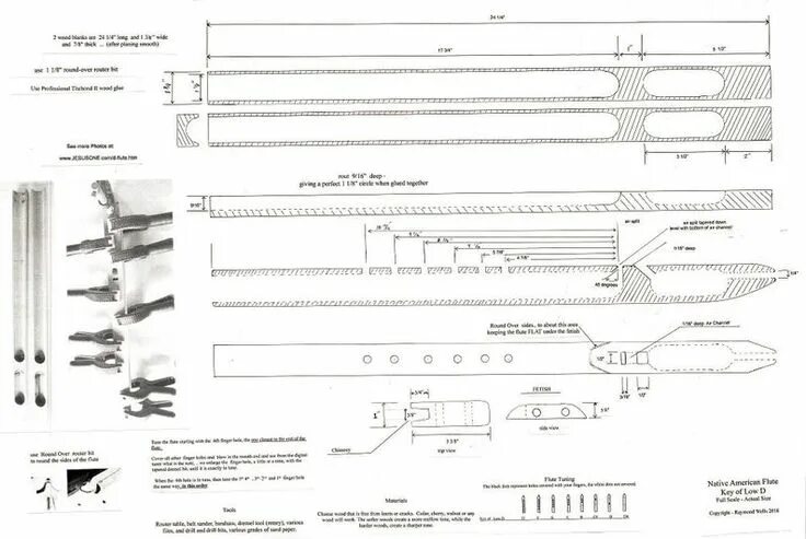 Native American Flute PLANS to Make This LOW-D Flute Digital Download in PDF For
