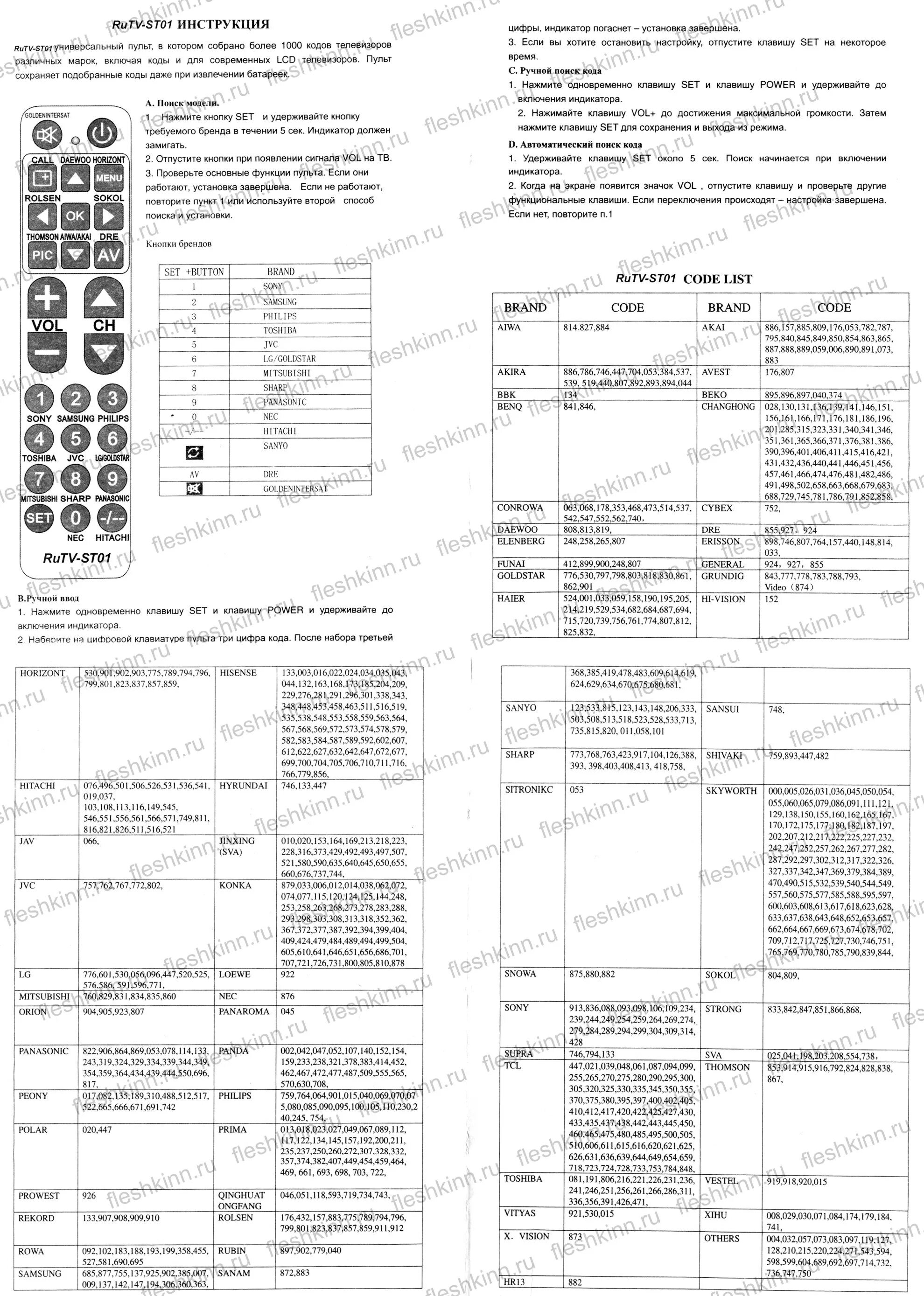 Универсальный код для lg телевизоров. Пульт RUTV-st01. Пульт IHANDY RUTV-st01 универсальный. Коды для универсального пульта для телевизора Daewoo. Пульт универсальный r-tv1.