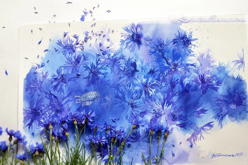 Стеклянный синий цветок. Голубые цветы живопись. Синие Акварельные цветы. Голубые Акварельные цветы.