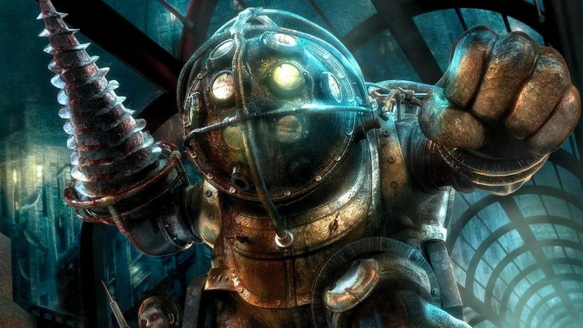 Сколько весит биошок. Bioshock 2. Bioshock Remastered большой папочка. Саймон Уэллс биошок 2. Биошок 1 ремастер.