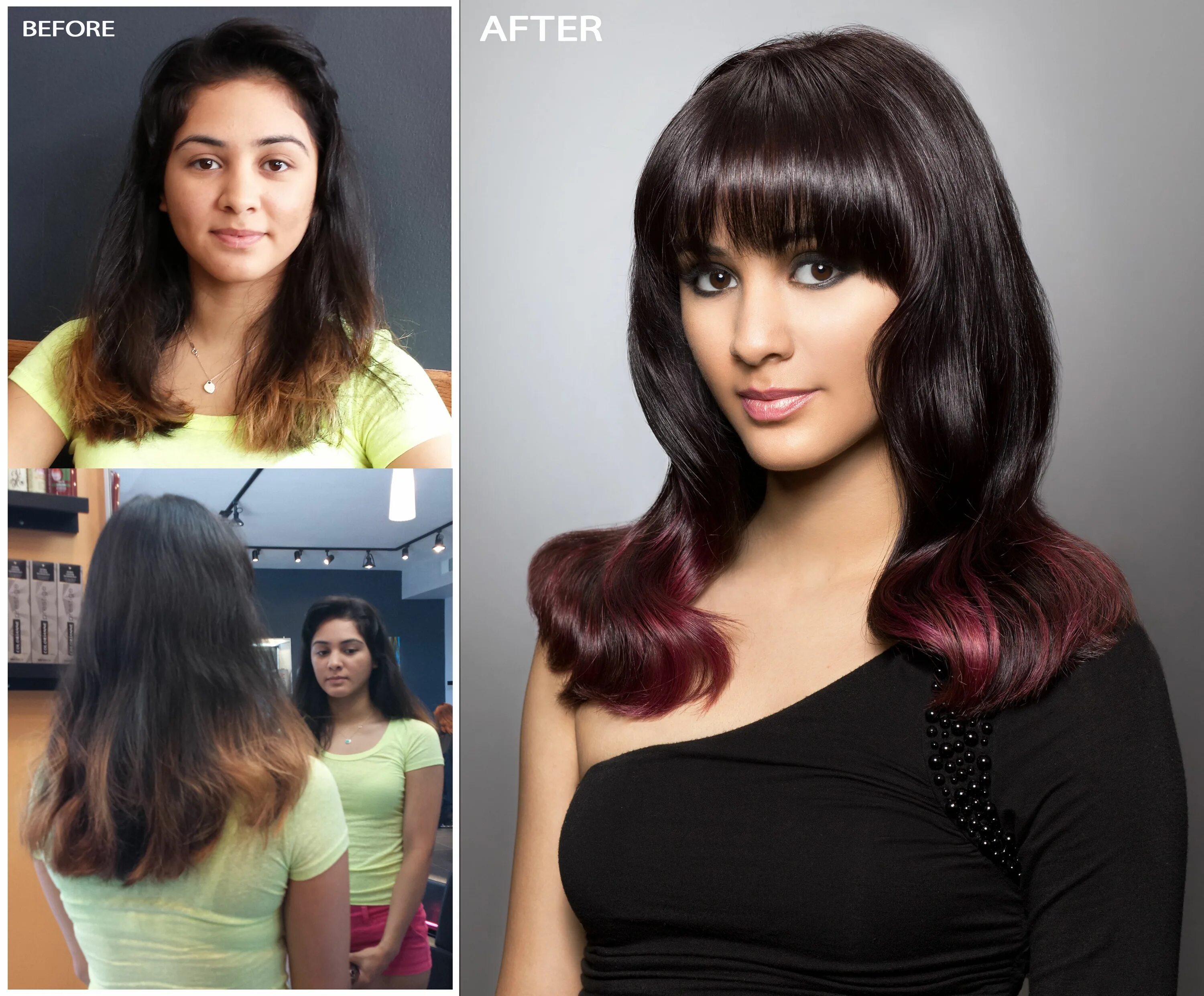 Осветление темных волос. After color. Шатуш и контуринг. After color. Брилианс рыжий на волосах.