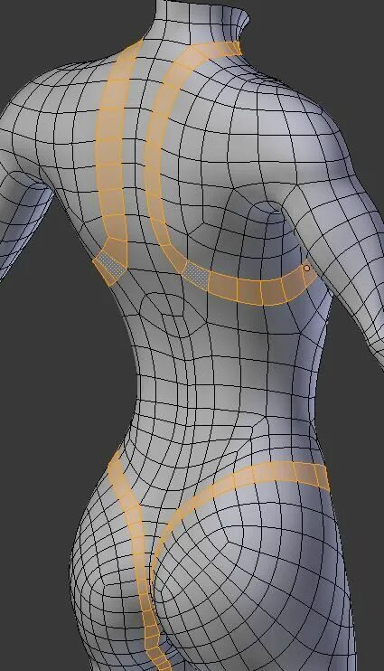 Сетчатое тело. Ретопология в Blender. Моделирование женского тела. Полигональное моделирование. 3д моделирование сетка.