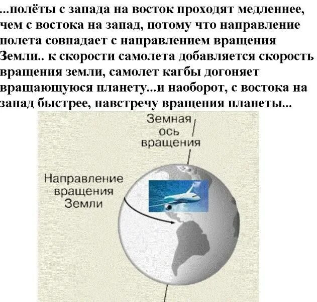 Почему самолет летит быстрее. Скорость вращения земли. движение самолета относительно земли. вращение земли и самолет. быстрее ли летит самолет против вращения земли.