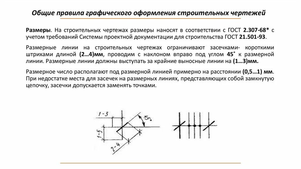Пересечение размерных линий на чертеже